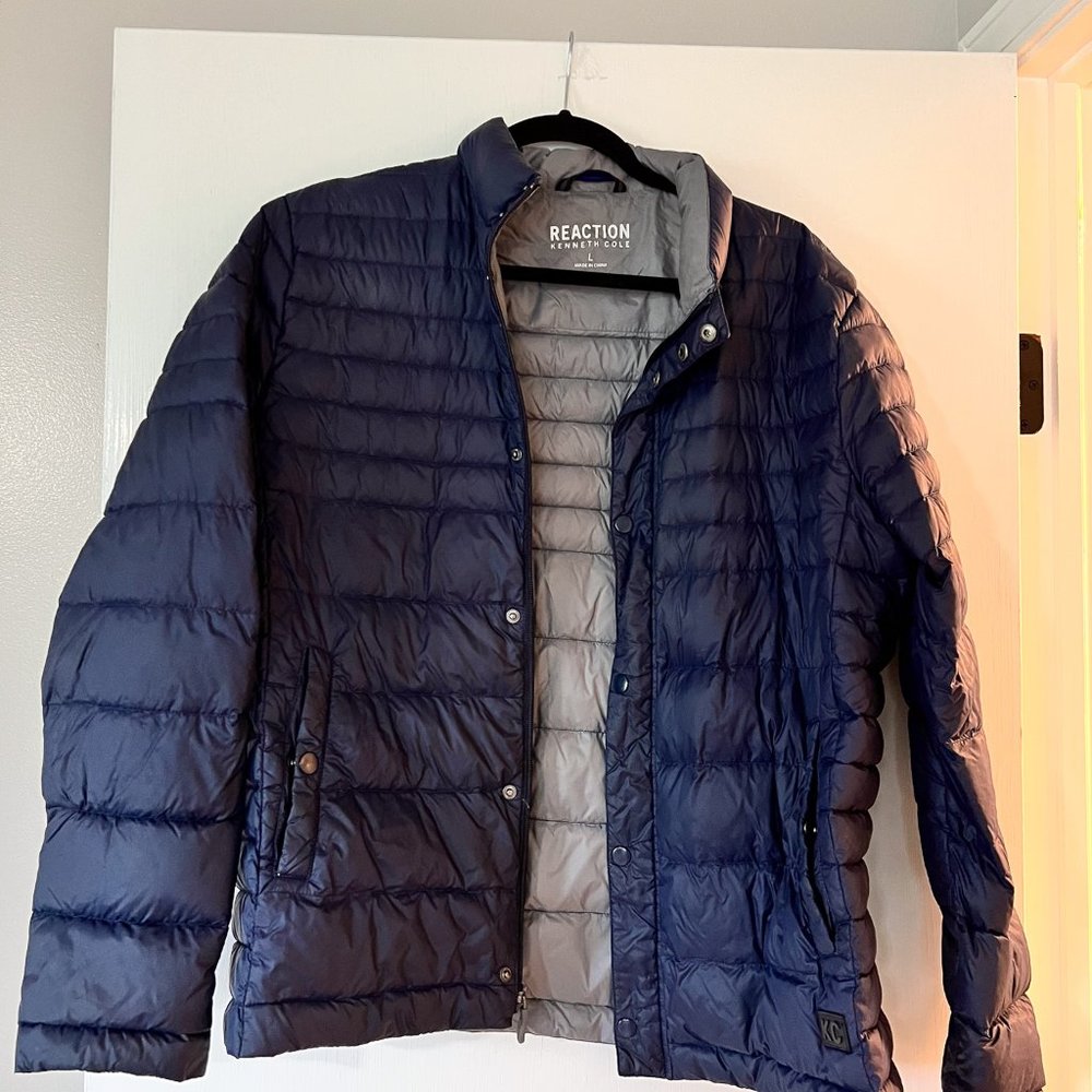 Reaction Kenneth Cole Navy Puffer Jacket - Mens - L